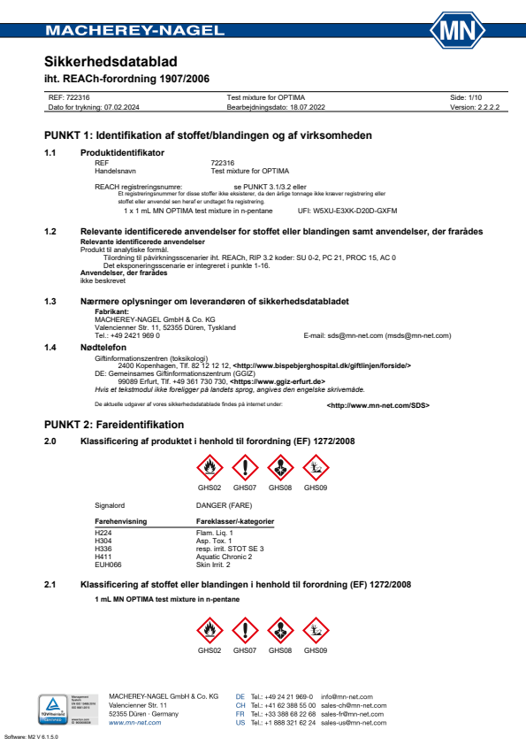 

Test mixture for MNOPTIMAin n pentane, pack Ã  1ml


